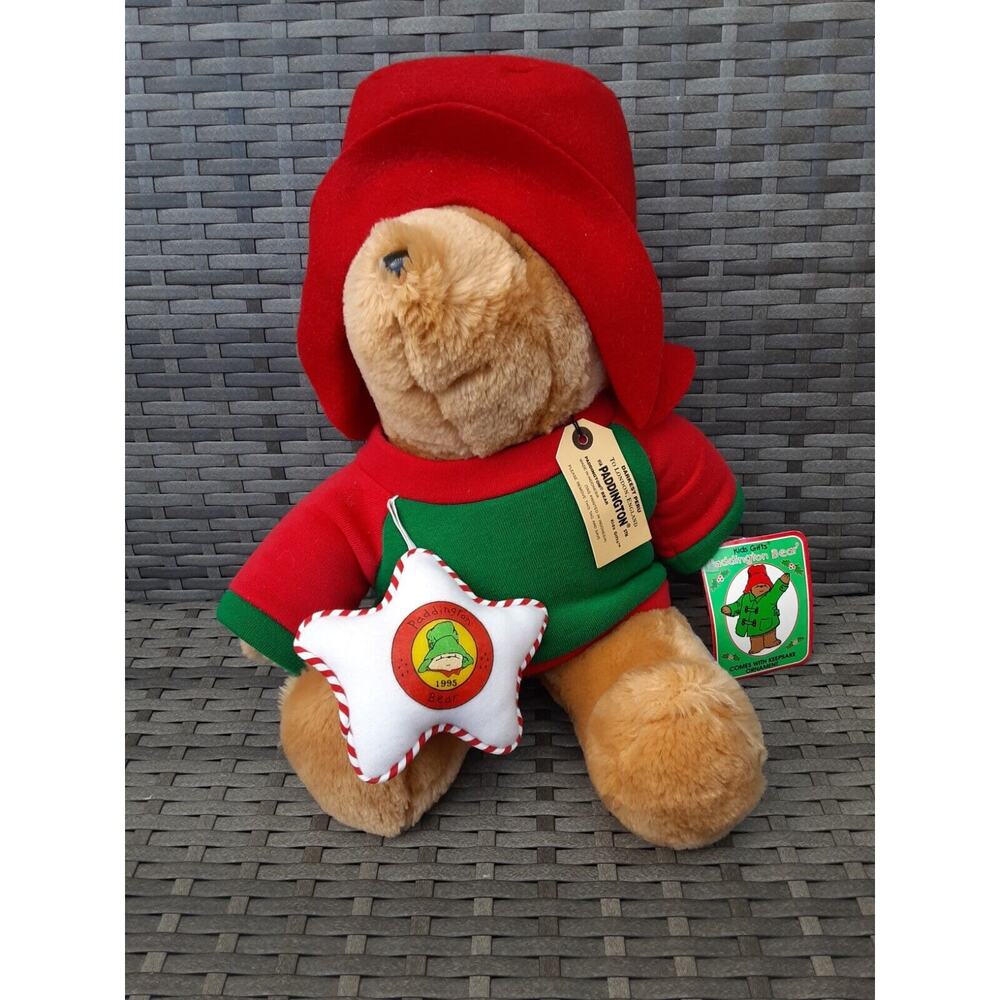 Vintage 1995 Sears 16" Paddington Bear Plush w/ Christmas Ornament